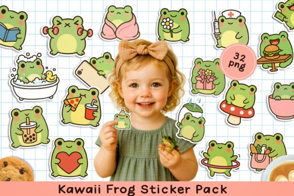 Download Cute Kawaii Frog Printable Stickers. PNG - Printable stickers Collection