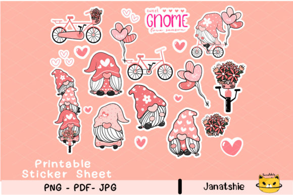 Download Printable Stickers, Valentine Gnome - Printable stickers Collection