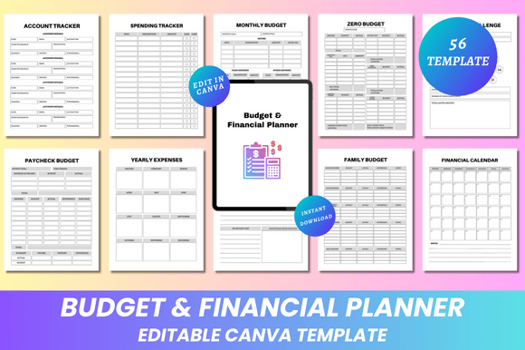 Download Budget &amp; Financial Planner Canva KDP - Financial planner Collection