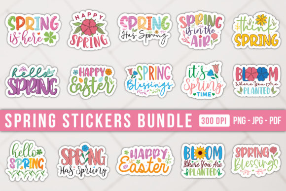 Download Spring Printable Stickers Bundle - Printable stickers Collection
