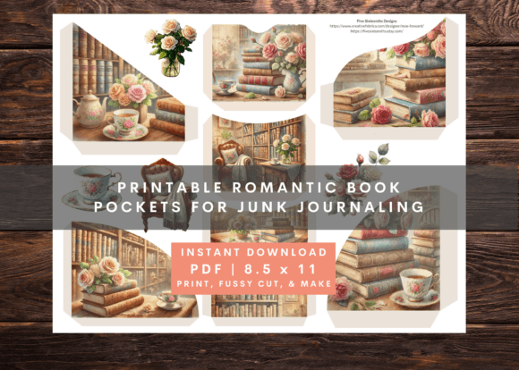 Download Vintage Bookish Tea Junk Journal Pockets - Premium Bundle