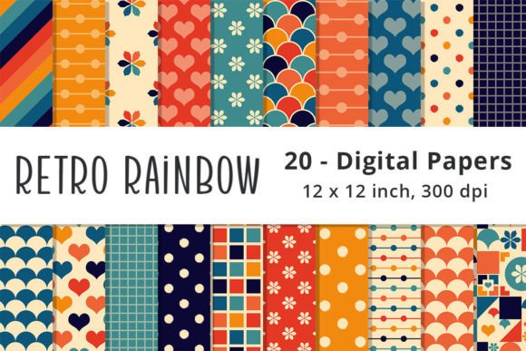 Download Retro Rainbow Color Scrapbooking Papers - Scrapbooking papers Collection