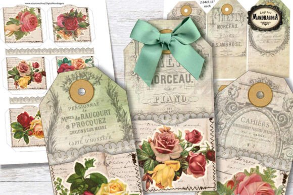 Download Shabby Rose Tags with Pockets - Premium Bundle