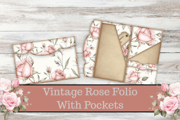 Download Vintage Rose Folio with Pockets, - Premium Resources