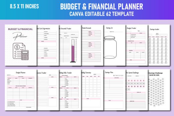 Download Budget &amp; Financial Planner Canva KDP - Financial planner Collection