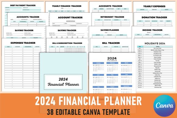 Download Editable 2024 Financial Planner Canva - Financial planner Collection