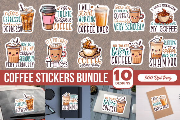 Download Coffee Printable Stickers Bundle - Printable stickers Collection