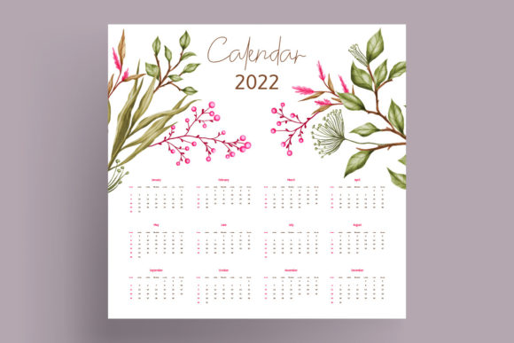 Download Watercolor Floral 2022 Calendar Template - 2022 calendar Collection