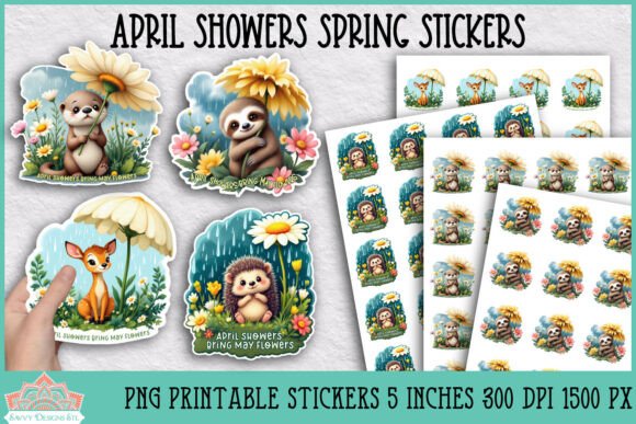 Download April Showers Spring Printable Stickers - Printable stickers Collection