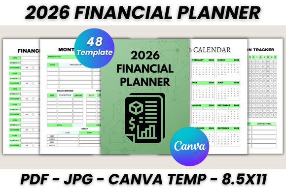 Download 2026 Financial Planner Canva Template - Financial planner Collection