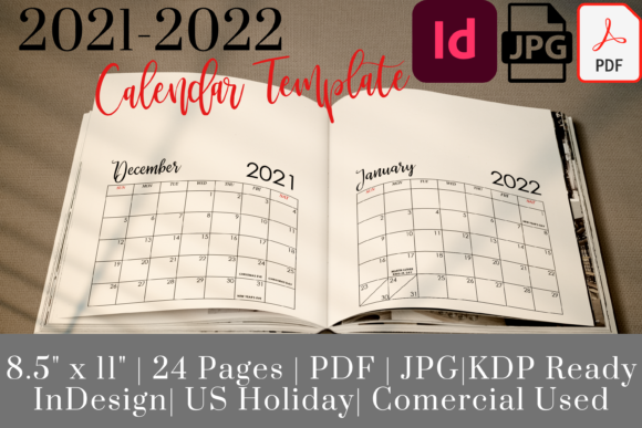 Download 2021-2022 Calendar Template for KDP - 2022 calendar Collection
