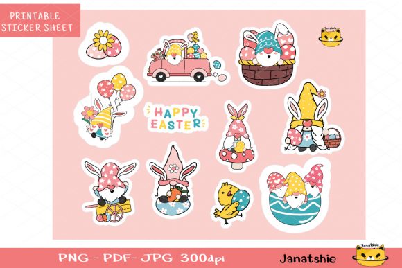 Download Easter Gnome Printable Stickers, Digital - Printable stickers Collection