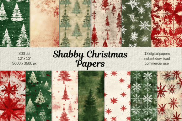 Download Retro Christmas Scrapbooking Papers Set - Scrapbooking papers Collection