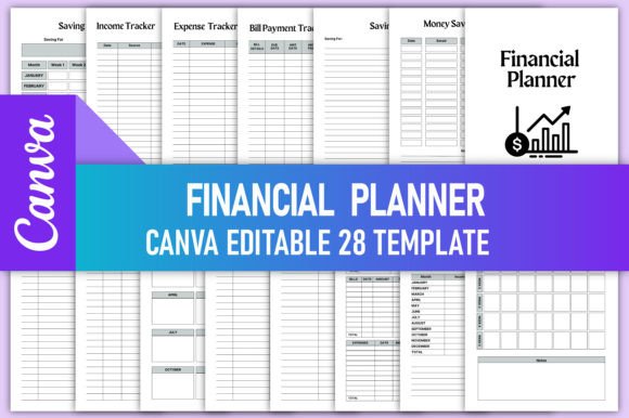 Download Editable Financial Planner Canva KDP - Financial planner Collection